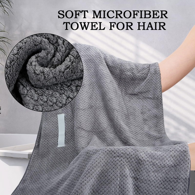 FveVqe Microfibre Hair Towel - Super Absorbent, Elastic Strap for