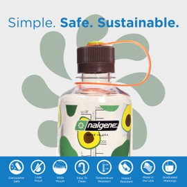 Nalgene Sustain Tritan BPA Free 50% Plastic Waste Water Bottle, 16 oz, Narrow Mouth, Avocado
