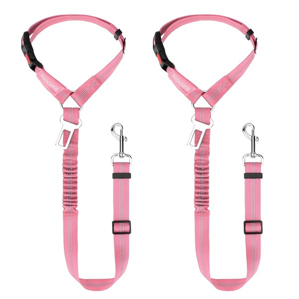 BWOGUE 2 Piece Dog Seat Belt for Car with Elastic