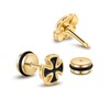 Gold Stainless Steel Cross Stud Earrings Black Enamel Punk Piercing
