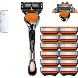 25 Years New 6-Layer Floating Razor, Main Unit, 12 Replacement Blades, Stand Included, Razor, Razor, For Deep Shaving, Ultra Smooth, 6-Layer L-Shaped Safety Razor, Double Non-Slip Grip, Left and Right