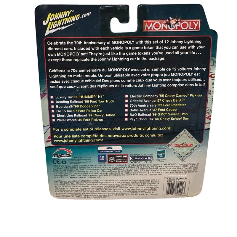 Johnny Lightning 70th Anniversary Monopoly Die-Cast ‘97 Ford Police Car