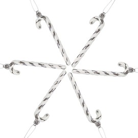 DERAYEE 6 PCS Christmas Glitter Candy Cane Plastic Candy Cane Christmas Tree Decorations for Xmas New Year Party Supplies (Sliver&White)