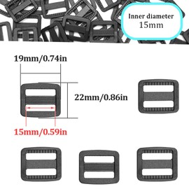 Yosawo Black Buckle Clip Dual Adjustable Flat Side Quick Release Buckles for DIY Craft Backpack Strapping (20 mm / 0.78 inches), Pack of 30, Rk-15