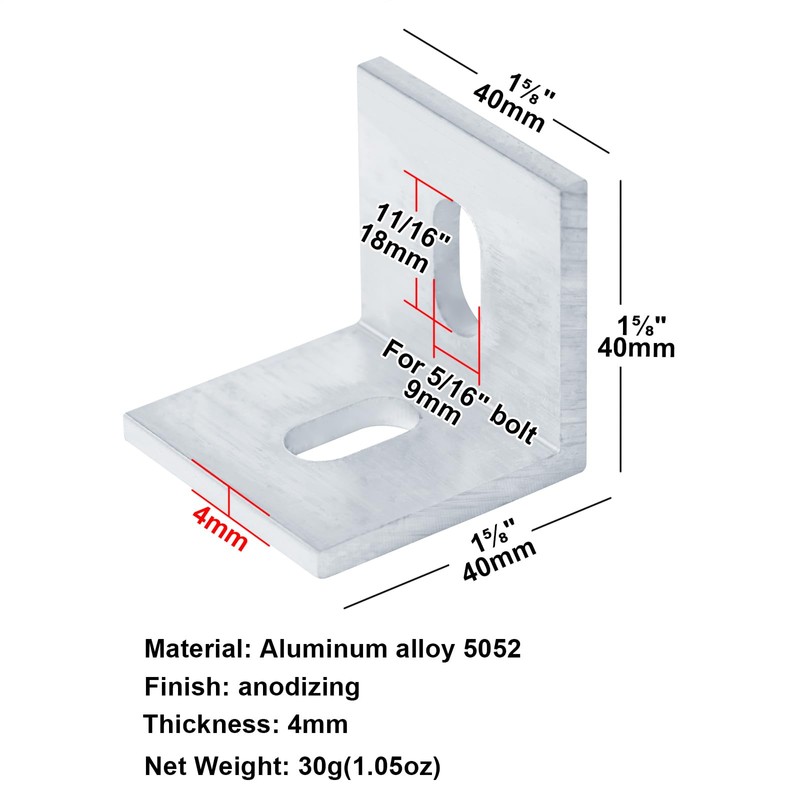 Fanmao 20 Pcs 1-5/8" x 1-5/8" x 1-5/8" Aluminum Slotted