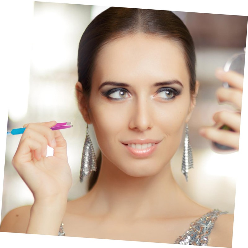 Baluue Stainless Steel Travel Eyebrow Tweezer with Brush Portable Eyebrow