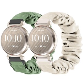 Oanux 2 Pack Stretchy Scrunchie Compatible with Garmin Lily 2 Watch Band, 14mm Elastic Fabric Cloth Soft Sport Strap Wristband for Lily 2/Lily 2 Active/Classic Women Men