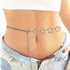 Metal Waist Chain Silver, Star Body Chains for Women, Adjustable