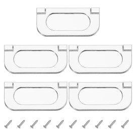 PATIKIL 2.9 Inch (75mm) Flush Ring Pull 5 Pcs Low Profile Drawer Pull Zinc Alloy Flip Drawer Handle with Screws for Furniture Closets Dressers, Brushed