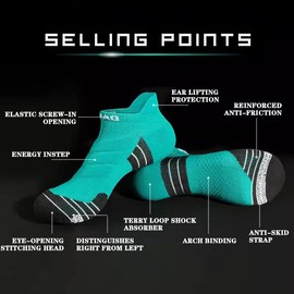 Jokesky Men Running Socks, 3 Pairs Ankle Athletic Socks for Men Walking with Arch Compression Support