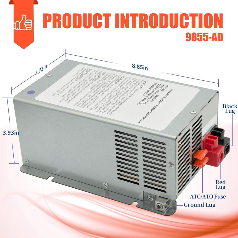 9855-AD 55 Amp Deck Mount Power Converter/Charger Replacement for RV