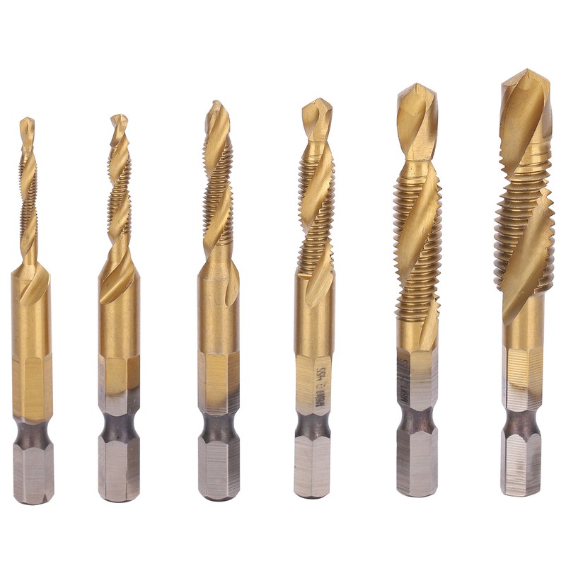 6pcs Screw Tap Drill Bits Kit 6542 High Speed Steel