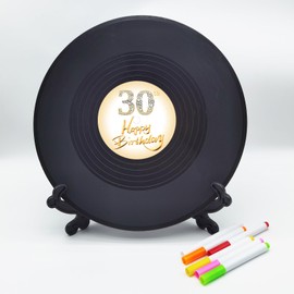 Vinyl Record Sweet 30 Birthday Decorations 11.6"X11.6", 30th birthday decorations Party Favor Sign Poster, 30th Birthday Guest Book Alternative, Great Sweet 30 Gifts for Girls or Boys (30 Years Old)