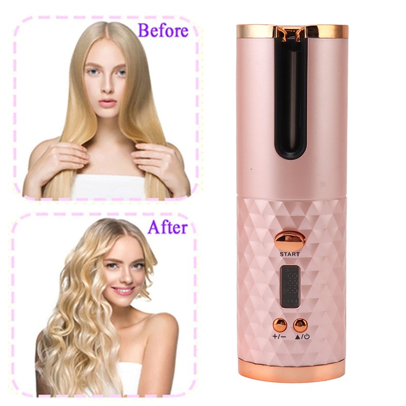 Cordless Automatic Hair Curler Fast Heating USB Rechargeable Portable Curling