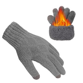 lifwimner Men's Winter Gloves Women's Fleece Thermal Warm Knitted Gloves Touchscreen Gifts for Men and Women for Leisure Outdoor Sports, gray