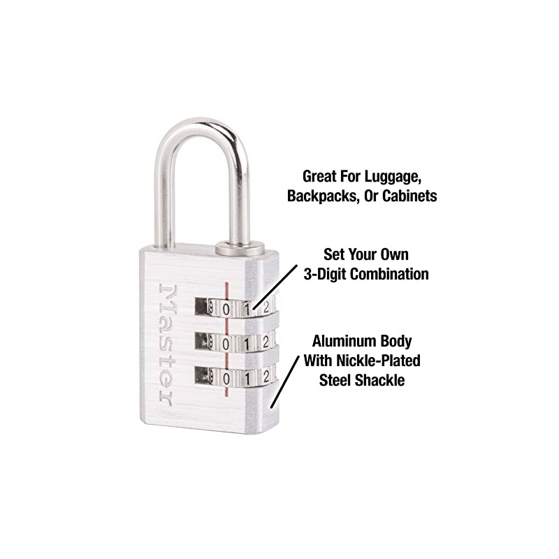 master lock equipaje Lock, 1-3/16 Inch, 1-3/16"