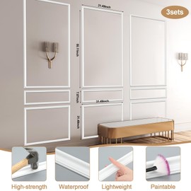 Chunful Wall Molding Kit 3 Set 3D Premade Accent Molding Wainscoting Panels for Interior Wall Decor, Ready to Assemble Moulding Trim Decorative Paneling for Living Room Bedroom
