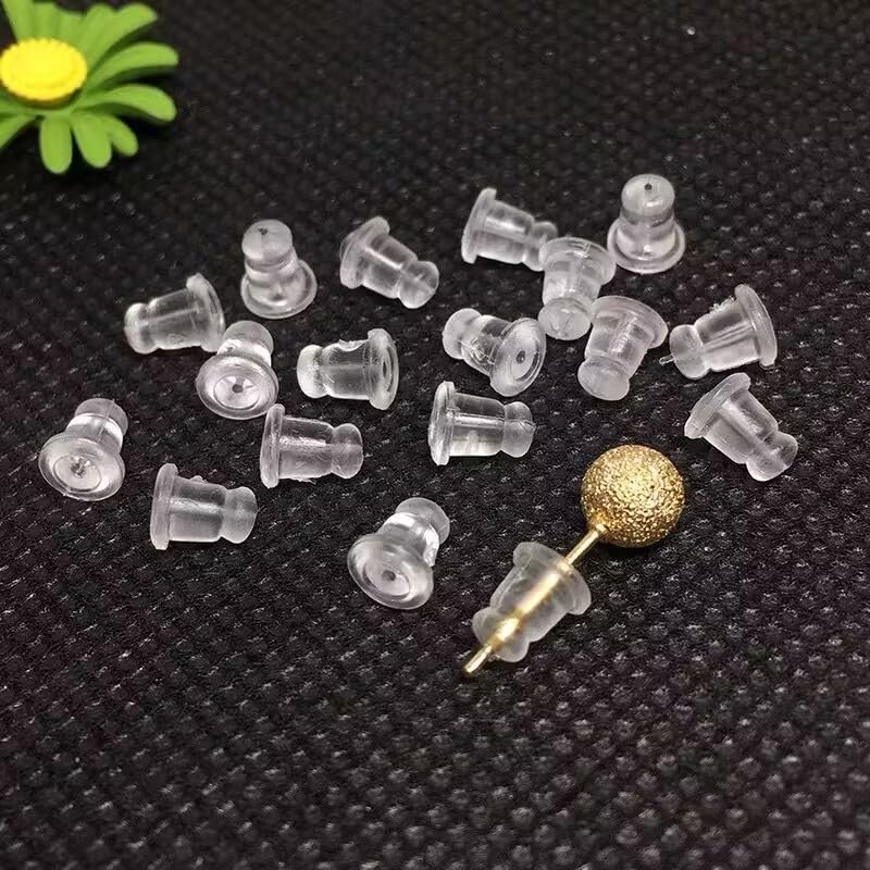 Earring Backs,100pcs Soft Clear Earring Backs for Studs,Hypoallergenic Silicone Earrings
