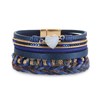 Blue Leather Bracelets for Women Trendy Stackable Sparkling Heart Bracelet