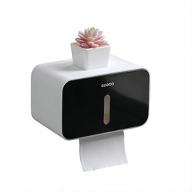 Outdoor Waterproof Toilet Paper Holder for Bathroom - Pet Proof Plastic TP Tissue Holder Dispenser Full Covered Adhesive Mounted Box for RV Shower TP Roll