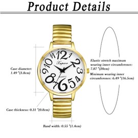 Lancardo Men Women Elastic Strap Wristwatch Easy to Read Big Number Dial Stretch Band Watch for Father’s Day