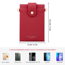 Songjum Mini Phone Purse for Women, Multicolor Crossbody Phone Pockets PU Leather Phone Card Wallet with Coin Credit, Card Holder and Adjustable Strap, red, Elegant, fashionable