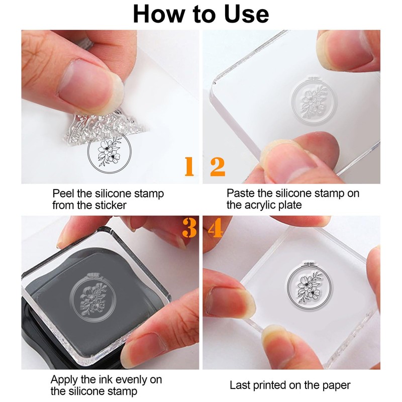 PH PandaHall Clear Stamp Rubber Stamp Embroidery Sewing Technique Art
