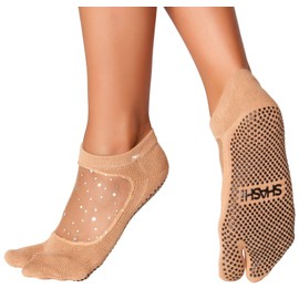 SHASHI Womens Star Glitter Split Toe Grip Socks Non Slip