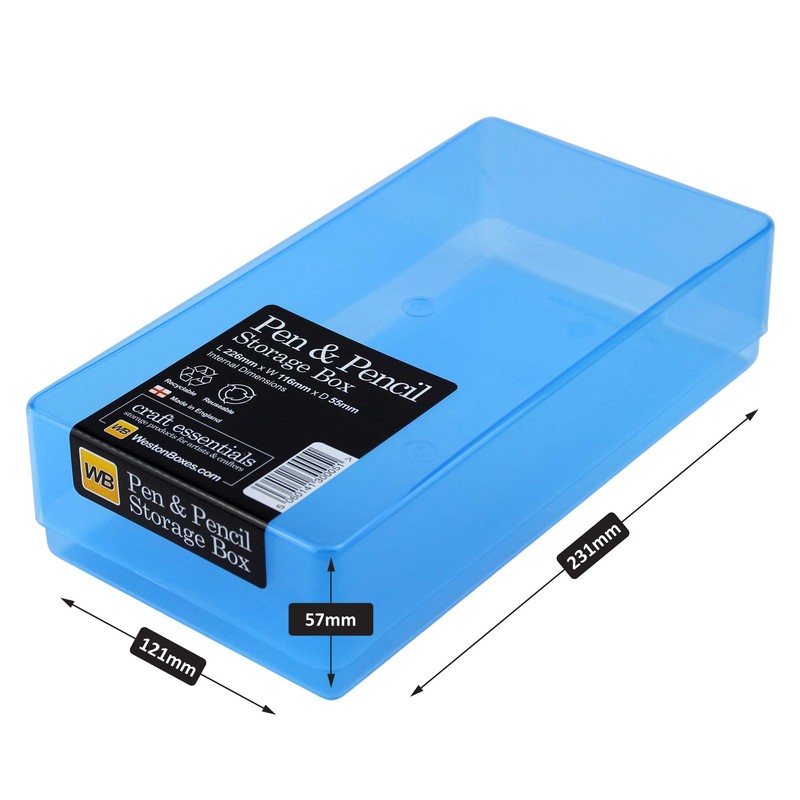 WestonBoxes Plastic Storage Boxes with Lids for Pens, Pencils and
