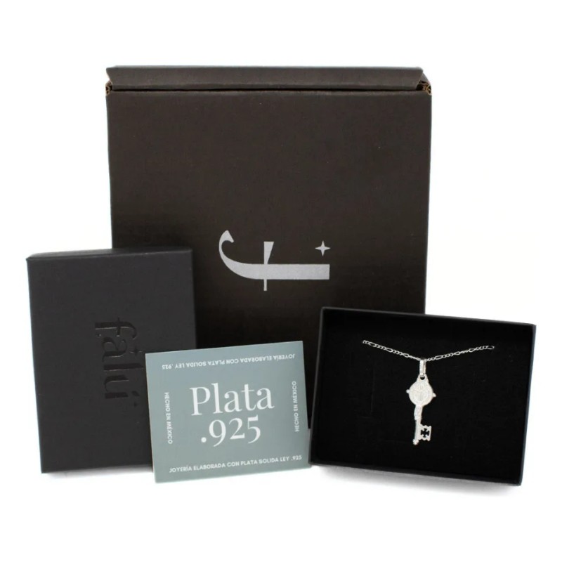 Cadena Con Dije De Llave San Benito En Plata Solida