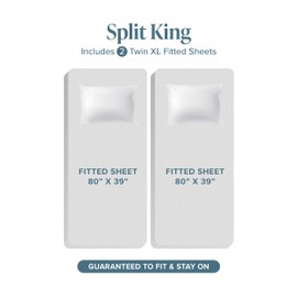 Bare Home Hotel Luxury Split King Sheet Set, Extra Soft, 7 Piece Set, Deep Pockets, Easy Fit, Cooling & Breathable, Wrinkle, Fade, Stain Resistant, Set Includes 4 Pillowcases (Split King, Medium Blue)