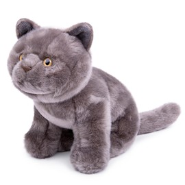 Tiny Heart British Short Cat Stuffed Toy Plush Toy Realistic British Short Cat Plush Beautiful Animal Cute and Soft Gifts Cat for Children Boys and Girls Toy 11 Inch Grey C2