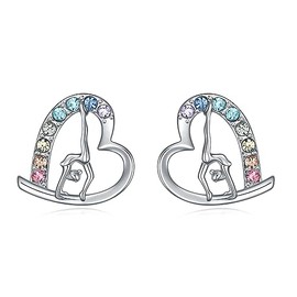 Girl's Gymnastic Stud Earrings Gifts,Dance Recital Gifts Rainbow Dance Gifts Heart Dance Earrings