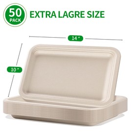 bloomoon 50 Pack 14 Inch Disposable Food Trays, Large Paper Plates 14 inch Disposable Trays for Crawfish Crab Seafood Boil, BBQ Serving,Cookie Dessert,Seafood Boil Party Supplies