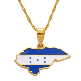 Hafrita Honduras Maps Flag Pendant Necklaces Men Maps Flag Pendant Gold Chain Necklaces