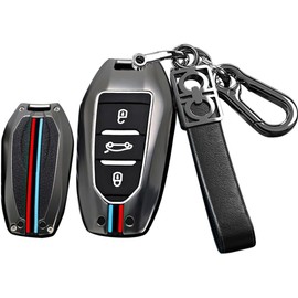 Funda para llave inteligente de 3 botones para Peugeot 308 408 508 2008 3008 4008 5008 llave inteligente accesorios de aleación de TPU de moda, llavero A, negro
