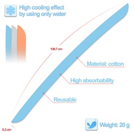 N-RIT Iceman Cool Scarf, Multifunctional Cooling Cloth, Cotton Scarf, Ice Cold Thanks To High-Tech Polymer Crystals, With Gear Carabiner, blue