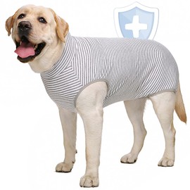 AOFITEE Dog Recovery Suit for Female After Surgery, Stripe Printed Shirt for Abdominal Wounds, Anti-Licking Onesie Jumpsuit E-Collar Cone Alternative 2XL