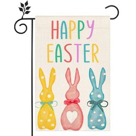 He is Risen Happy Easter Eggs 12x18 inch Double-side Burlap Garden Flag Welcome Home Outdoor Yard Holiday Decoration Flag