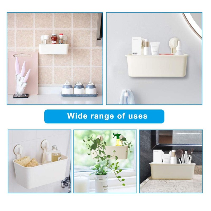 XBERSTAR Shower Caddy Suction Cup Wall Basket Organizer for Bathroom