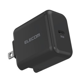 Elecom ACDC-PD2130BK USB Outlet Charger, 30W (USB PD Compatible), USB-C x 1, For Laptops, Swing Plug, Black