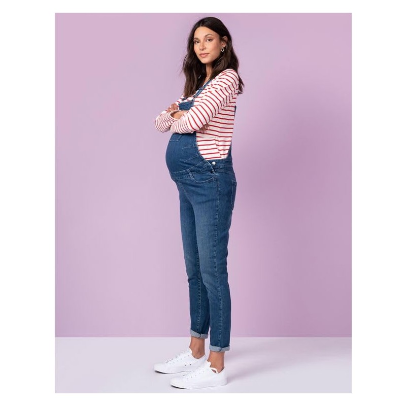 Seraphine TRAVIS Women's Maternity Denim Overalls, blue