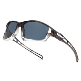 Long Keeper Polarised Sports Sunglasses For Men Women Wrap Around Driving Sunglasses UV Protection Eyewear For Cycling Golf Fishing Running (Gradient Grey Grey)