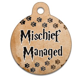 Spoilt Rotten Pets 19mm Mischief Managed Pawrauders Map Wizard Dog Tag Cat Identity Disc, ID Tag, Pet Tag Custom Printed Contact Details Tiny Dogs, Chihuahua & Cats