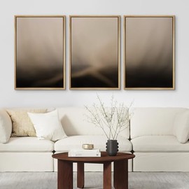 SIGNFORD Framed Canvas Print Wall Art Set Modern Minimalist Gradient Illustrations Modern Art Relax/Calm for Living Room, Bedroom, Office - 24"x36"x3 Natural