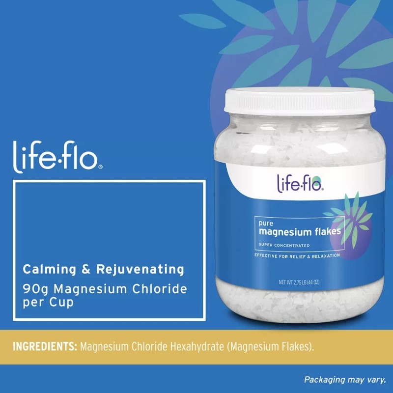 Life-flo Copos De Magnesio Puro Para Baño Relajante Rejuvene
