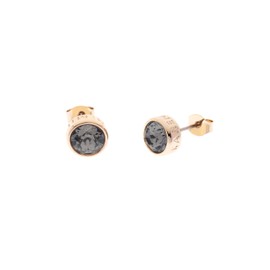 Karen Millen Logo Stud Earrings For Women (Gold/Black Crystal)