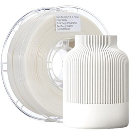 PLA 3D Printer Filament 1.75mm ±0.03mm 2.2lbs - Basic Colors | High Precision Smooth Flow, Eco-Friendly + Universal Printer Compatible:_White