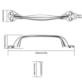 Heozhuyi 4 Pcs Doors Pull Handles, Sliding Barn Door Handles, Retro Bow Shaped Garden Gate Garage Shed Cabinets Door Grab Handles, with Screws - 129 mm (Silver)