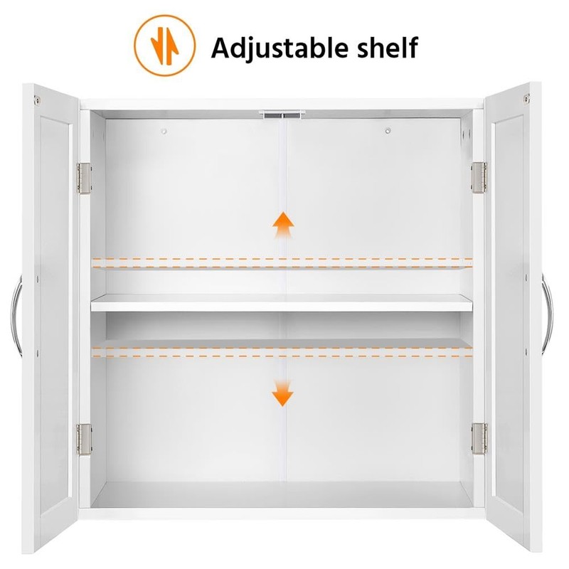Yaheetech Bathroom Wall Cabinet, Kitchen Storage Cupboard Cabinet with 2